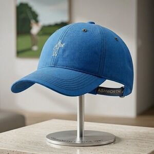 Ashworth Golf Cotton Twill Baseball Cap Hat Embroidered Logo One Size Mens Blue